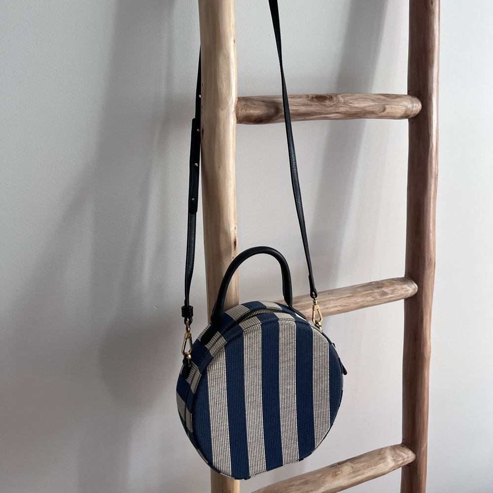 Mansur Gavriel Round Bag Round Bag. Small Blue White Canvas Tote